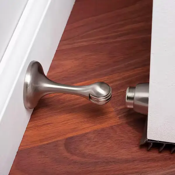 Magnetic Door Stopper Installed on a Wooden Door